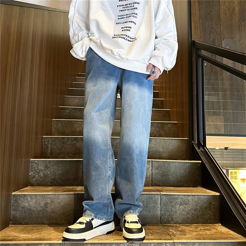 K1222-p35-控58 oversize cleanfit牛仔裤褶皱直筒裤老爹裤长裤图片