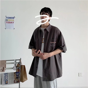 衬衫男短袖韩版潮流刺绣帅气2026夏季新款ins宽松外套CY347-P27图片