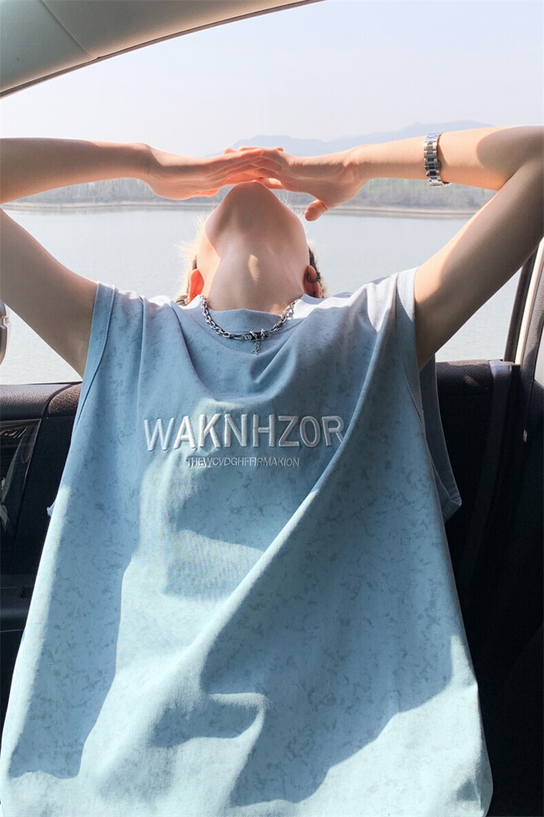 ！2026夏季新款男士重工刺绣汗背心潮牌无袖T恤BX302特P26,男装背心/马甲,电商B220