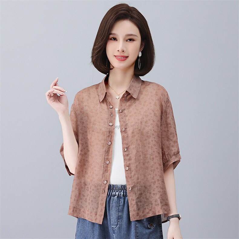 时尚休闲牛仔女夏2025新款小个子苎麻衬衫棉麻洋气减龄，女装衬衫，悦见她