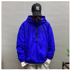 春夏新款连帽套头半拉链防晒服简约工装夹克男薄款宽松街头外套潮图片