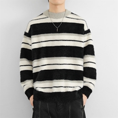 港风男宽松休闲条纹毛衣青少年潮牌针织衫MY24906P70，男装针织衫/毛衣，星座914