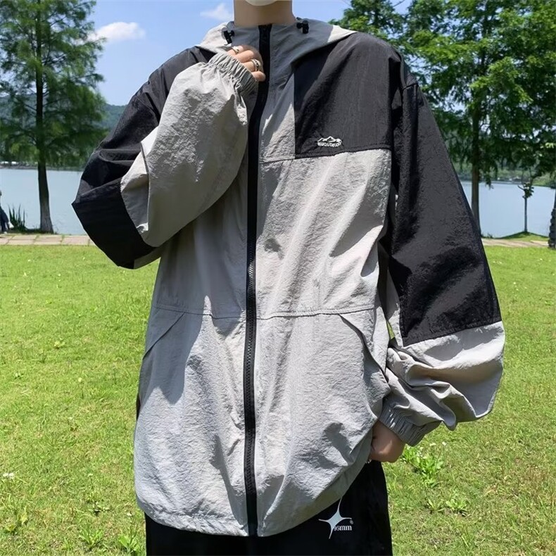 设计感拼色连帽防晒服男夏装外套J595P40,男装夹克,星座1116-2