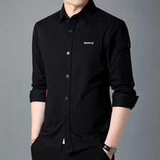 新款春秋季纯色男士上衣衬衫免烫商务休闲百搭宽松薄款中年男装，男装衬衫，电商B212（原钱塘6029）