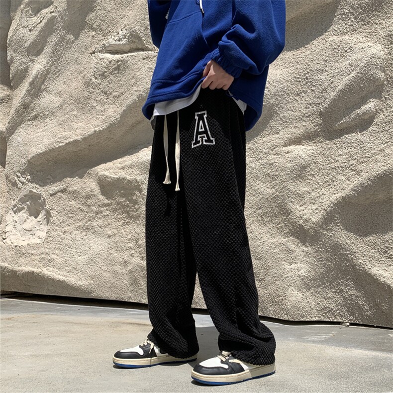 2024秋季新款宽编制绳玉米粒宽松直筒长裤C530*P50控68，男装休闲裤，星座227-2