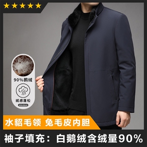 轻奢高货商场品质做工精细水貂毛领兔毛皮夹克 袖子填充鹅绒图片