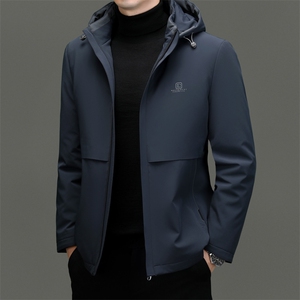 秋冬新款2023年男士休闲羽绒服加厚保暖夹克可脱卸帽外套图片