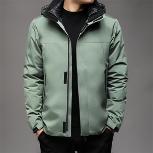 BJY08909秋冬男士加厚可脱卸羽绒内胆冲锋衣户外登山连帽休闲夹克图片