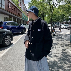 宽松牛仔夹克时尚新款青春潮流流行港风工装外套男insX300/P60图片
