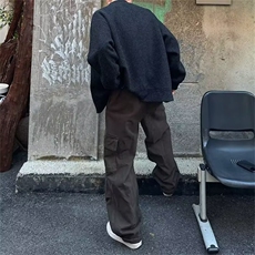 美式潮牌工装裤男春季复古宽松阔腿直筒休闲裤AX2206-P48，男装工装外套，星座208-5