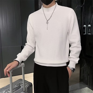 毛衣男士秋冬季潮流针织衫保暖线衣包芯纱半高领波浪打底衫男M803图片
