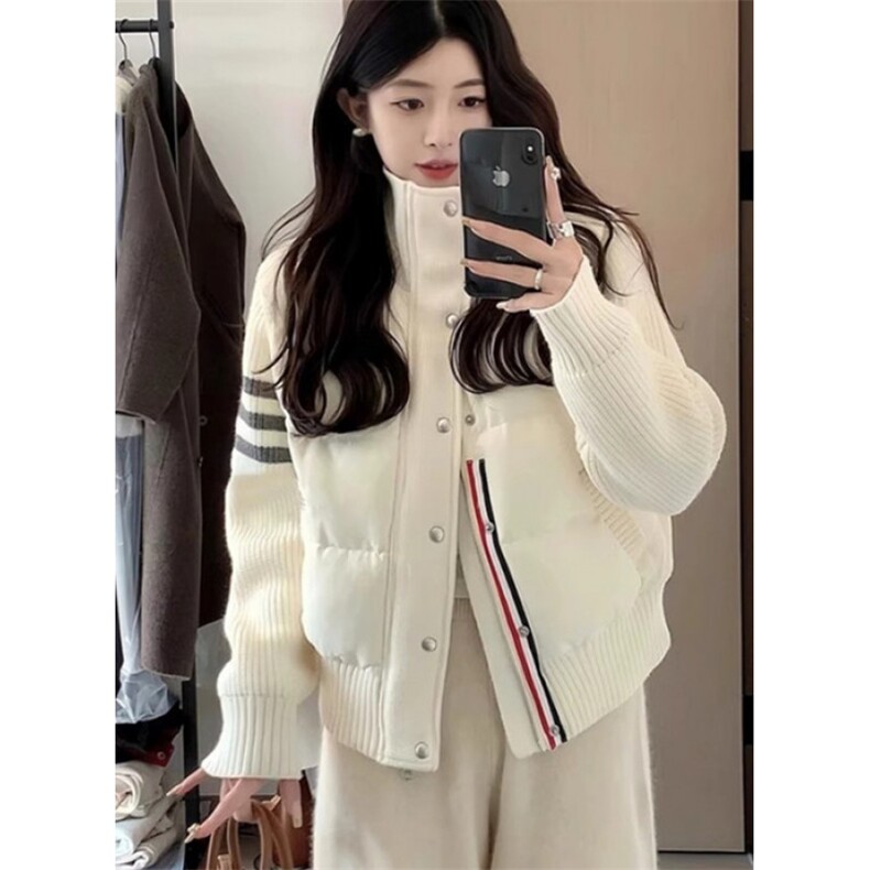 白色休闲羽绒棉服女秋冬短款白色立领保暖针织外套M619,男装棉衣,星座1116A（原606A-3）