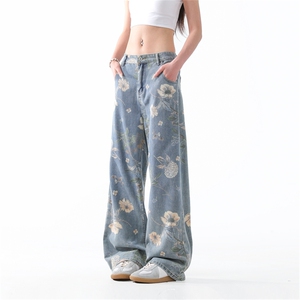 903-AK40 -特P55【S-3XL】 男女花灰牛仔裤！ 2图片