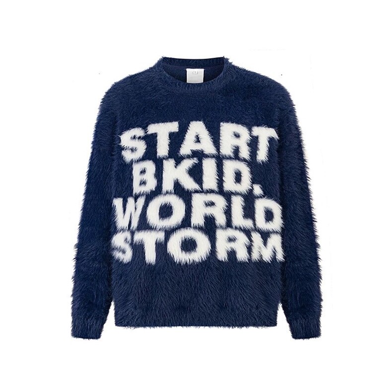 美式复古马海毛毛衣男2025秋冬季情侣款仿貂毛针织线衣女，男装针织衫/毛衣，星座506A