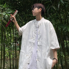 2023唐装麻男民风暗迷彩中式阔版潮中青年盘扣大码CS4521-P40，男装民族服装，星座1109-3