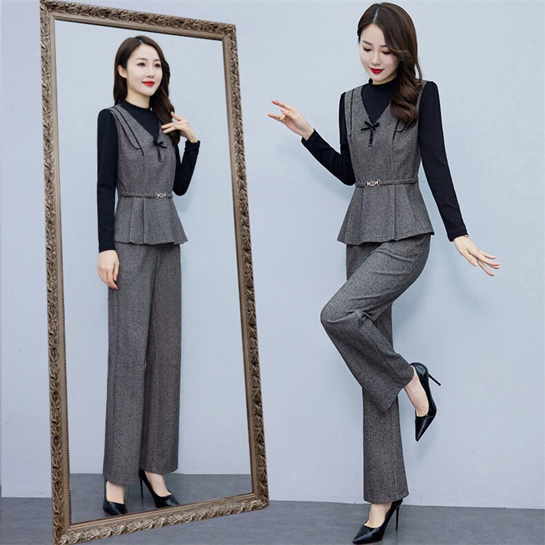 现货-新品】时尚洋气两件套2024年春装新款显瘦阔太太女士套装,女装套装/套裙,仁梯