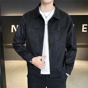 仿小牛皮翻领皮夹克春季男装皮衣C317-2686-P145卷后控188图片