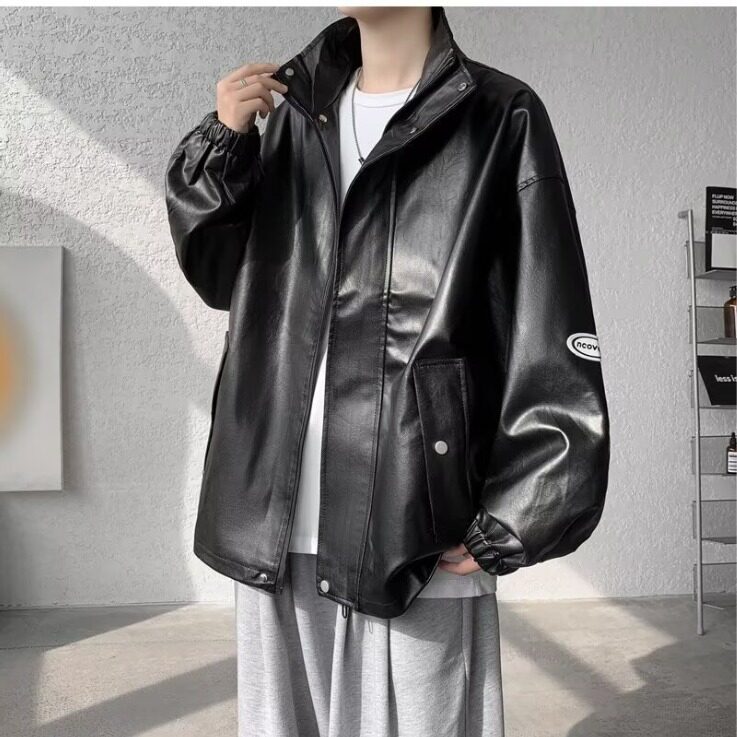 YJ021-P68美式复古皮衣外套男春秋季潮牌痞帅宽松百搭休闲,男装皮衣,电商B323A