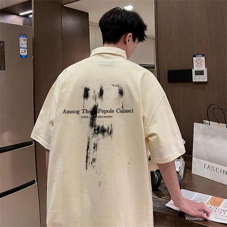 可设48小时支持抖音得物来样二开网眼透气翻领t恤美式短袖POLO衫,男装T恤,电商A486