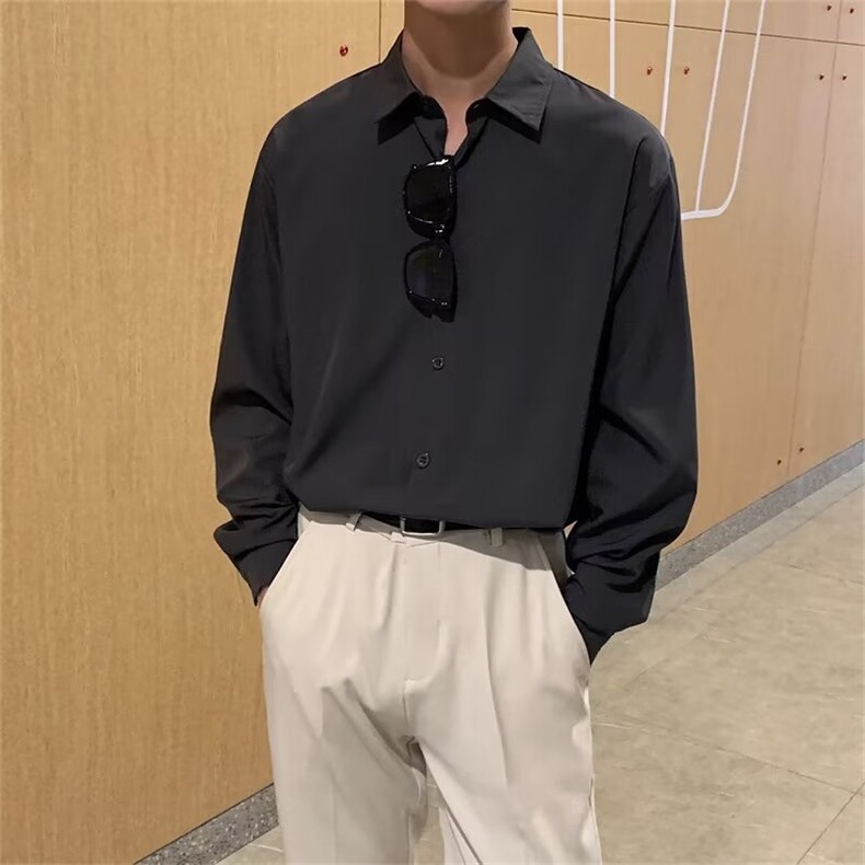 男春秋情侣宽松休闲衬衣FC12P28图片