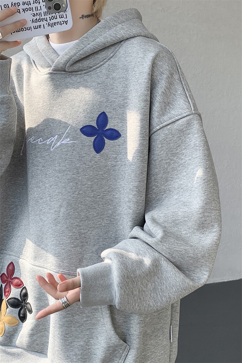 秋季美式小众情侣加厚外套宽松重工贴片刺绣连帽卫衣男潮WY22P78,女装短外套,电商D206-1