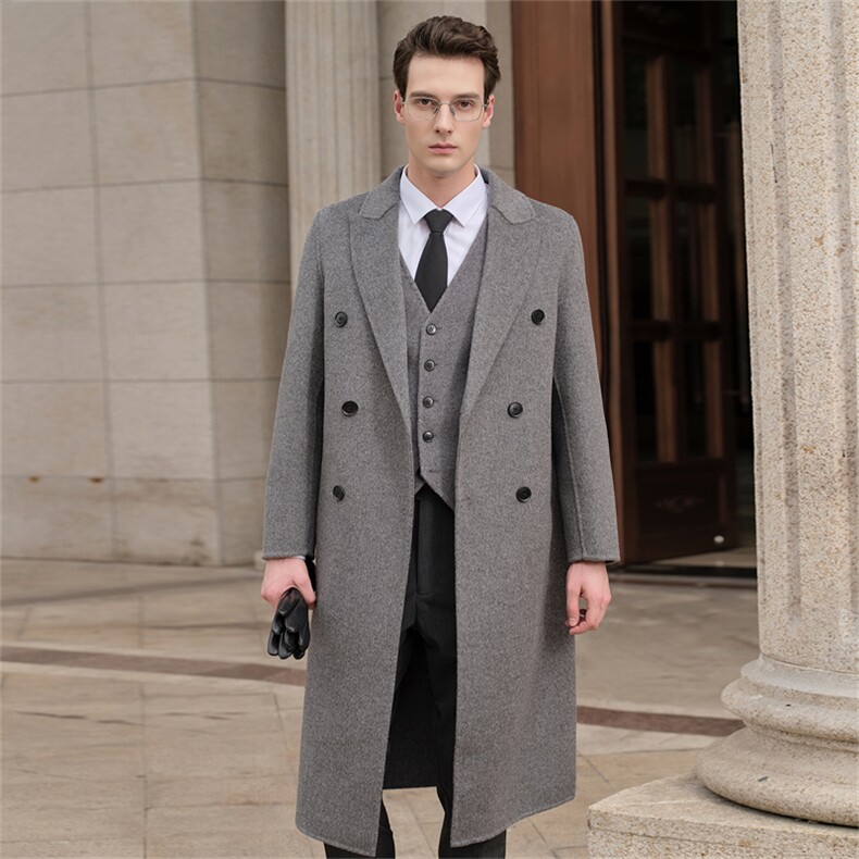 2025年秋季新款百搭纯色扣子翻领大衣，男装羊毛衫，牧绒家园高端店