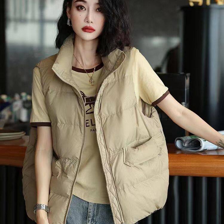 轻薄羽绒马甲女款2024年春秋季新品白鸭绒服韩版马夹无袖羽绒背心，女装羽绒服，灵动羽绒服工厂