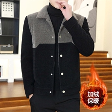 2024秋冬新款男士翻领加绒加厚毛呢大衣夹克外套上衣D30P145控238，男装毛呢大衣，电商B226