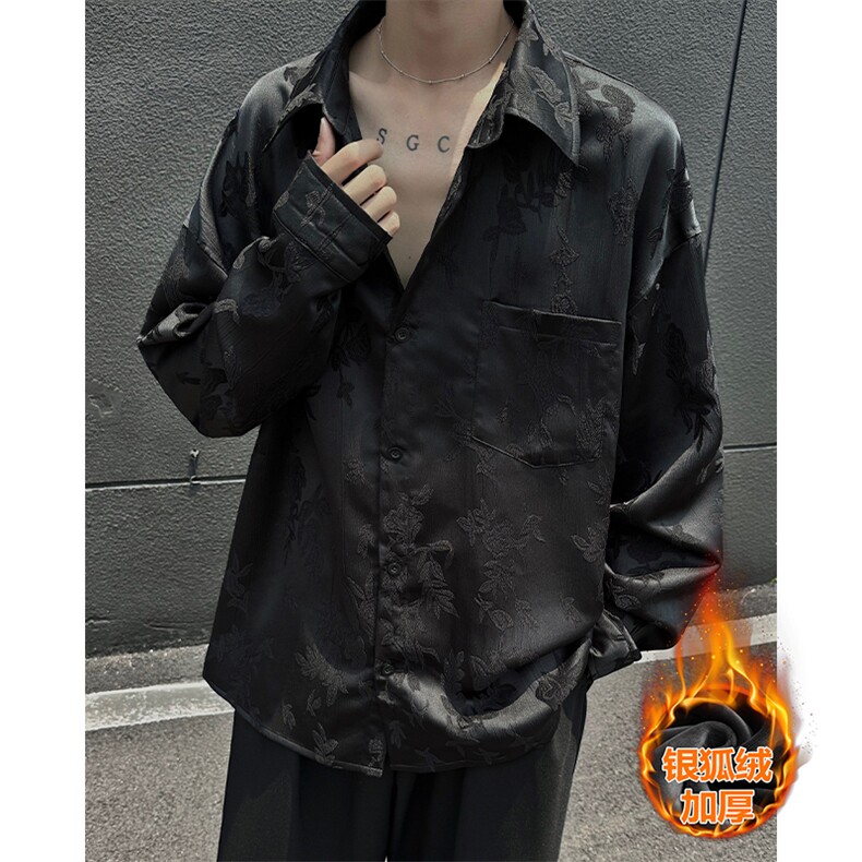 薄款改加绒特批P45无差价冬风高级感保暖衬衣外套男C2540J加绒,男装衬衫,电商A001-1