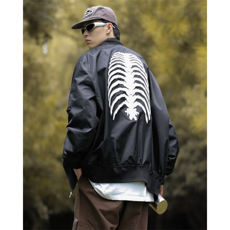 春季2023新款潮美式骷髅骨架宽松小众情侣飞行员夹克外套男，男装夹克，星座716-3