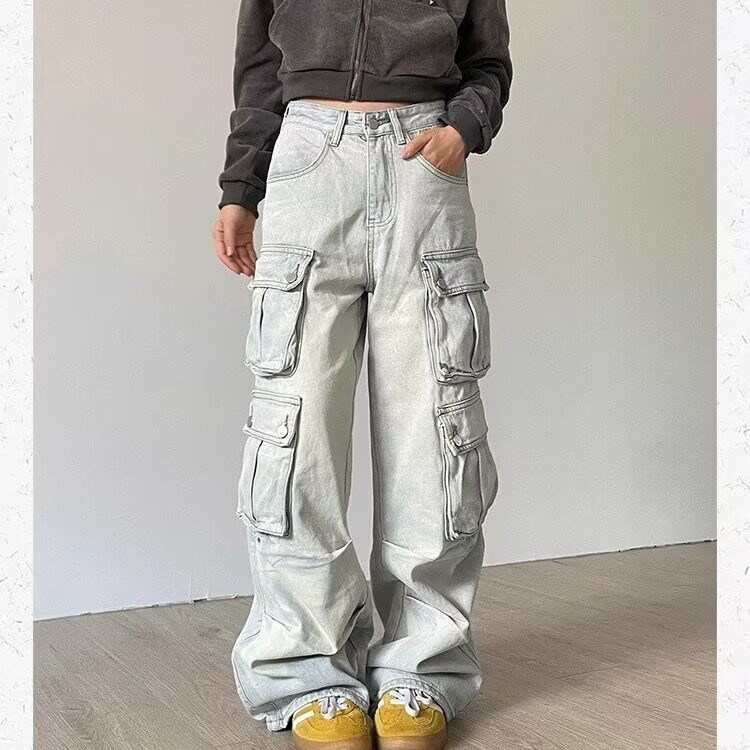 【有货】DKC627-批65美式复古水洗多口袋小众直筒工装牛仔裤男女,男装牛仔裤,星座603-2