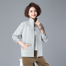 2022年秋季新款加绒加厚卫衣女立领韩版休闲百搭短外套女拉链开衫，女装短外套，简韵佳