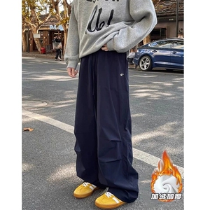 网图工装阔腿裤加绒宽松抽绳束脚休闲裤 A025-EK126-P35 加绒P45图片