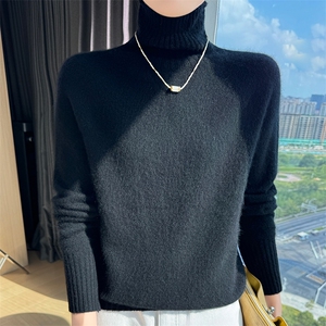 2025一线七针高领子花型袖子针织衫百搭简约图片