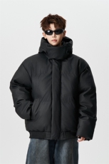 有长图冬季保暖PU皮羽绒棉服男宽松连帽棉衣棉袄外套MF00760/P100，男装棉衣，电商B316