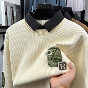 【大量现货】贴布加绒加厚奥粒绒高品假两件卫衣男 9081-P45图片