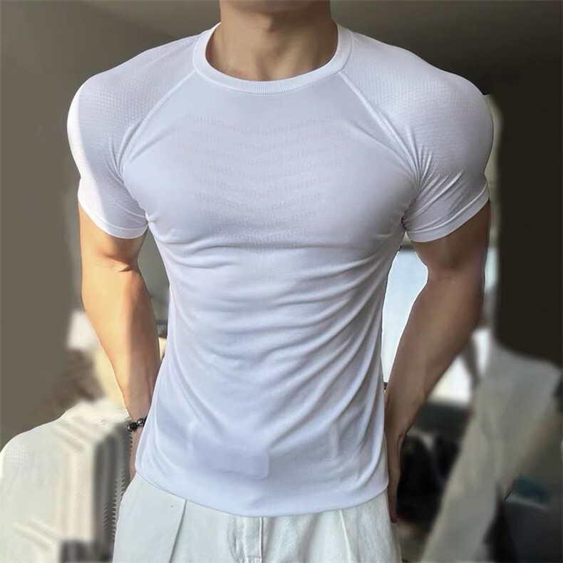 鲨鱼纹弹力健身短袖JS07-P35,男装T恤,星座313A(原308A-2)