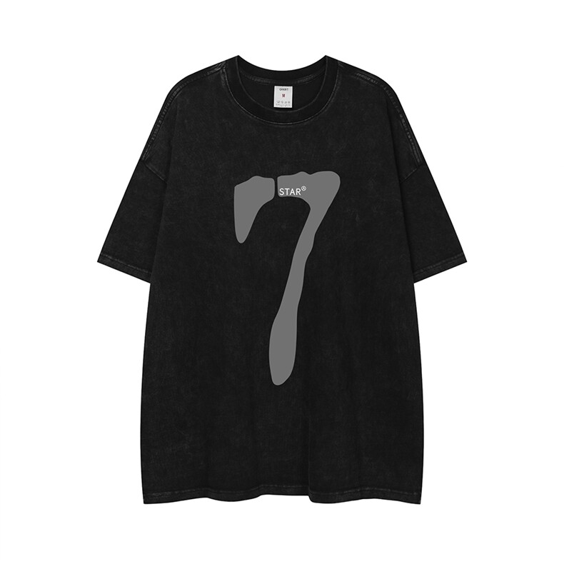 白底23新款夏季时尚百搭宽松做旧水洗短袖T恤T61020P40控58，男装T恤，电商A268-1