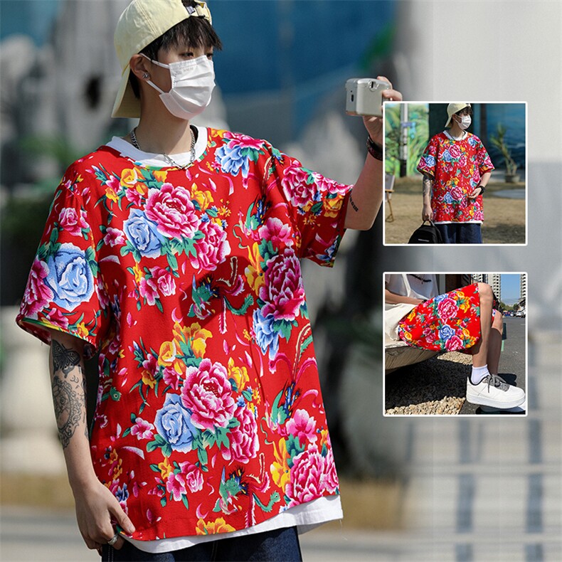 TZ2023夏季男女休闲运动圆领短袖T恤衫短裤可套装单选大码汉服潮,男装休闲套装,星座115A(原星座507）