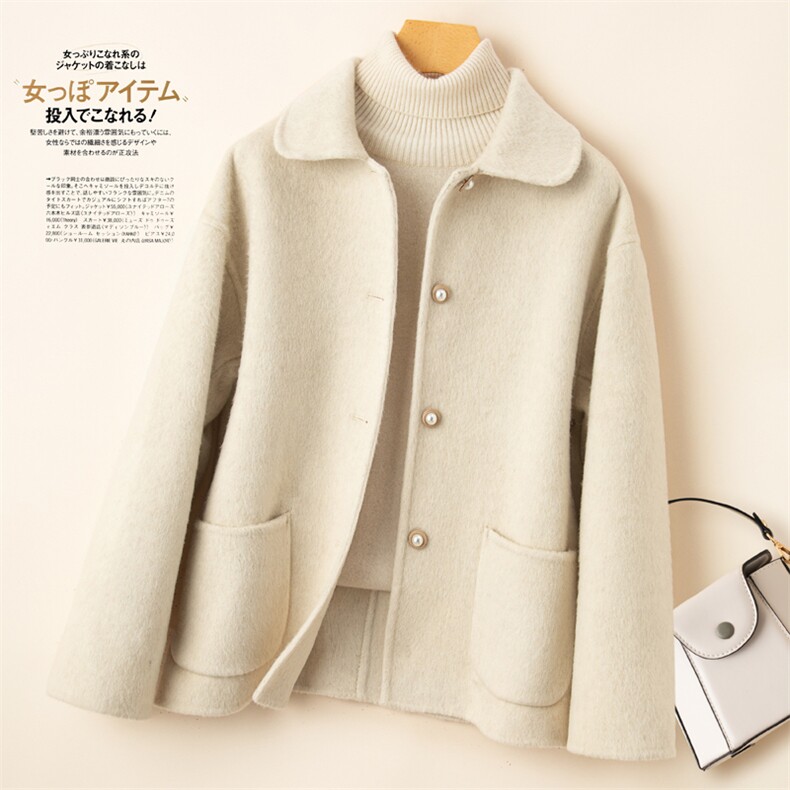 2025简约百搭单排扣娃娃领毛呢大衣时尚潮流，女装毛呢外套，优远毛呢大衣