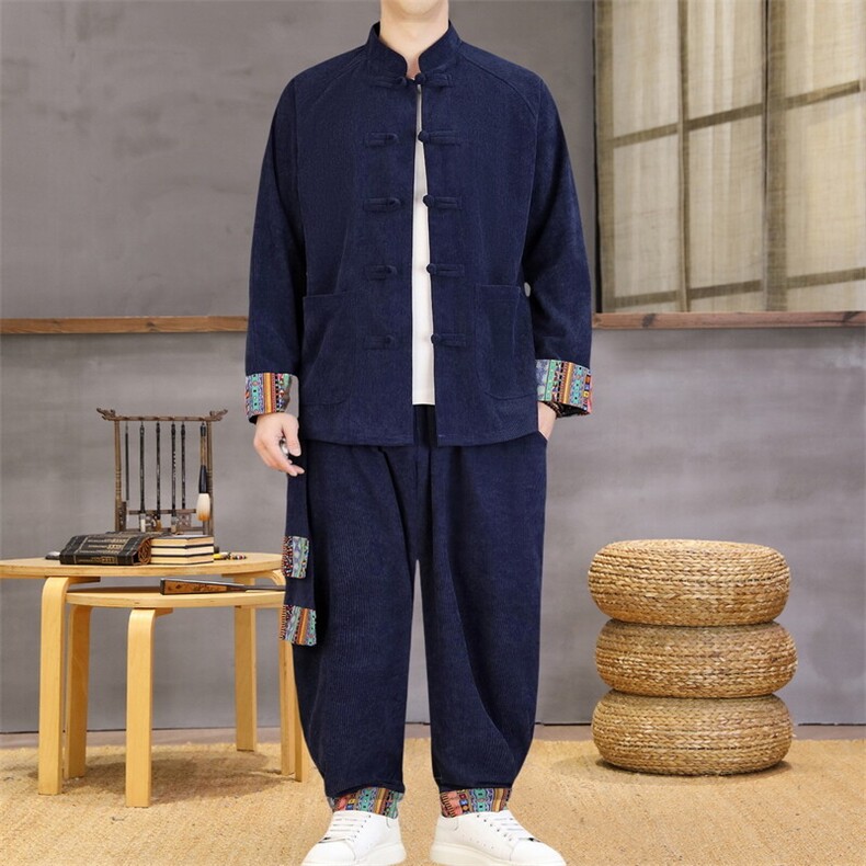 男士外套灯芯绒夹克套装盘扣立领风XZ1512-2502套装-P130,男装夹克,星座1512