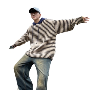 抖音直播！连帽条纹针织衫男毛衣男XH12-P55图片