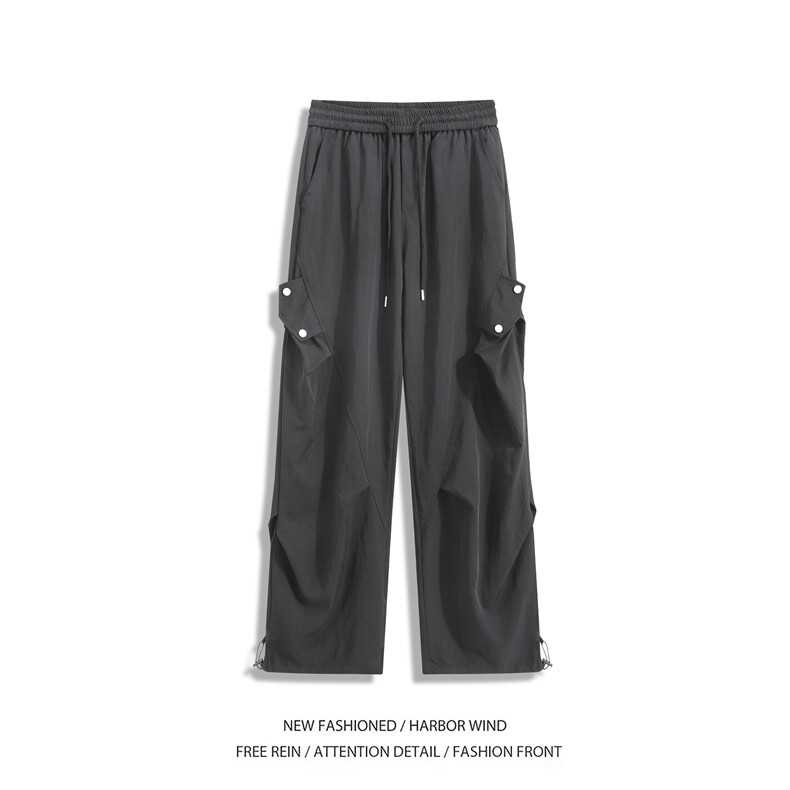 抖音品质夏季新款潮流褶皱宽松休闲冰丝裤B315-K25735-特p30控58,男装休闲裤,电商B315
