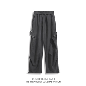 抖音品质夏季新款潮流褶皱宽松休闲冰丝裤B315-K25735-特p30控58图片