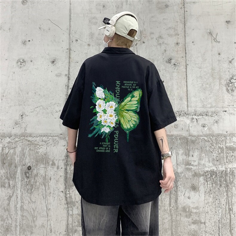 电商DSA028-MDSP834夏季新款港风百搭潮流印花短袖衬衫男,男装T恤,电商A028