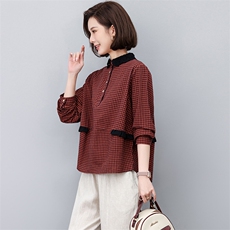 加绒格子衬衫女长袖2024秋冬女装上衣宽松加厚打底保暖女士衬衣，女装衬衫，江忆布依