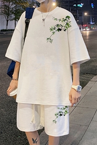套装！ 华夫格套装短袖T恤短裤男 TZ215-特P 38图片