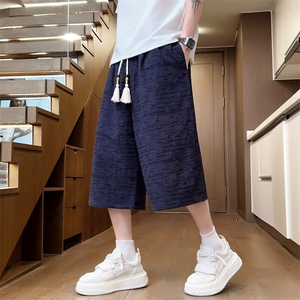 夏季纯棉超宽松七分裤男纯棉纯色男士休闲裤潮大码A266-KZ880-P56图片