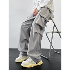 2025秋冬新款潮流设计多口袋大码阔腿休闲裤P45加绒P55，男装休闲裤，电商B388