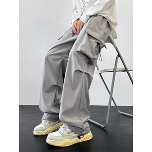 2025秋冬新款潮流设计多口袋大码阔腿休闲裤P45 加绒P55，男装休闲裤，电商B388